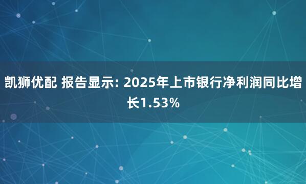 凯狮优配 报告显示: 2025年上市银行净利润同比增长1.53%